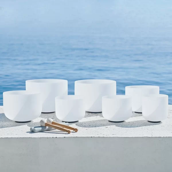 White Quartz Crystal Singing Bowl Set – 432Hz 15cm - 30cm (6" - 12")