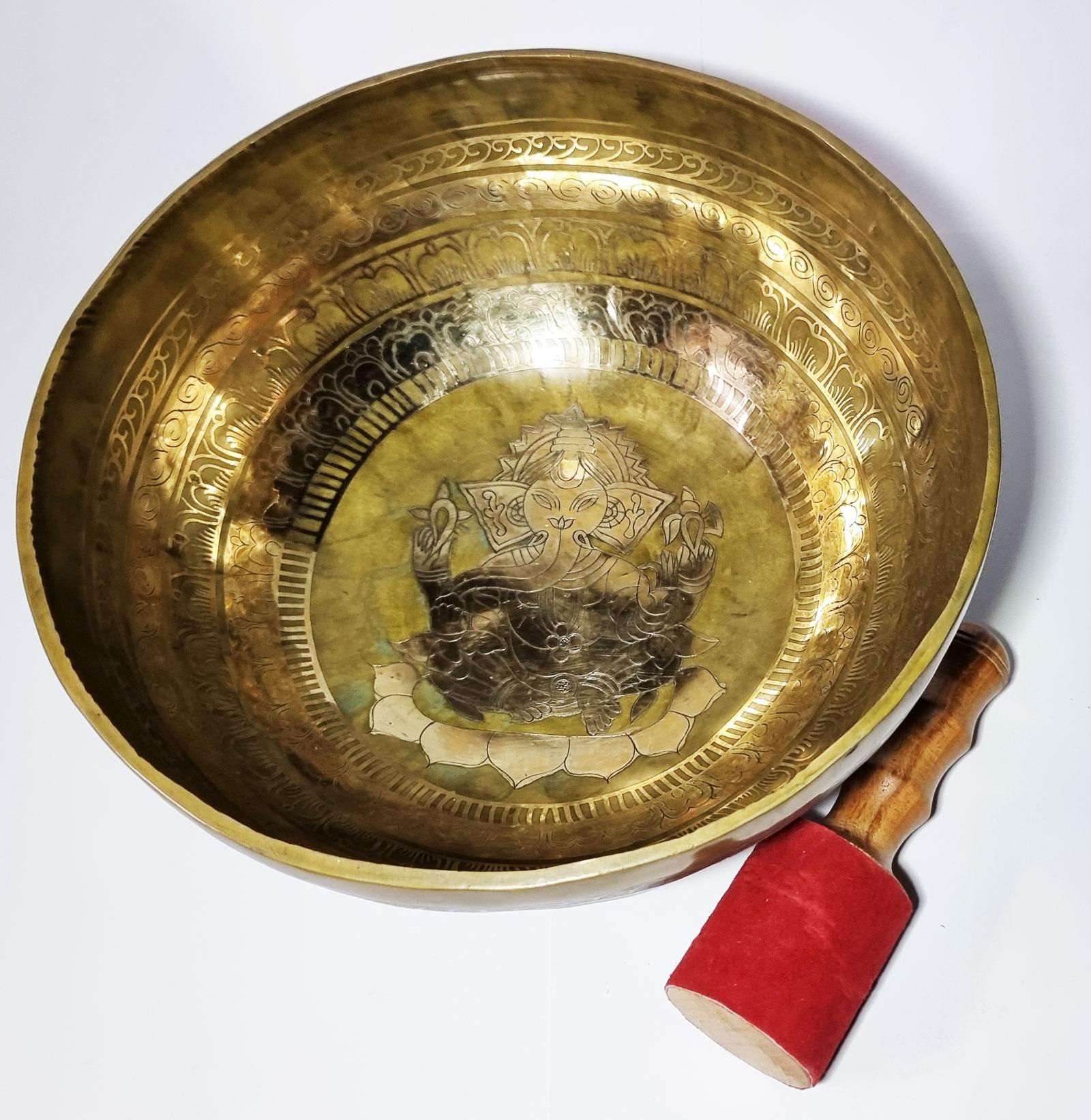 Etched Tibetan Singing Bowl - Ganesh - 30cm