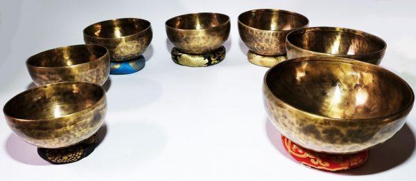 Tibetan Hand Beaten Singing Bowl Set – 7 Chakra Bowls – Tuned