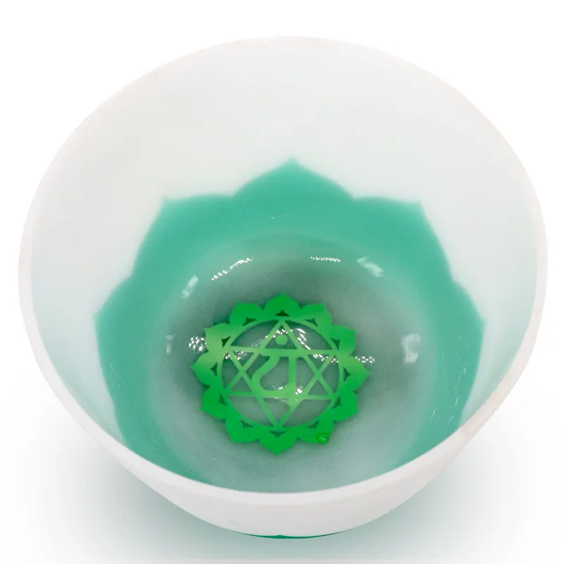 Green Lotus Quartz Crystal Singing Bowl - Heart Chakra - 432Hz, 22.5cm (9") - Tuned to F - Image 2