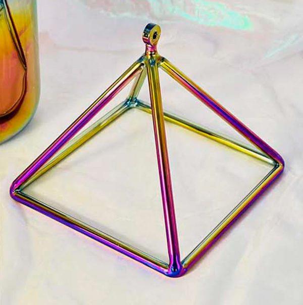Rainbow Aura Crystal Singing Pyramids - 10cm (4") - Image 3