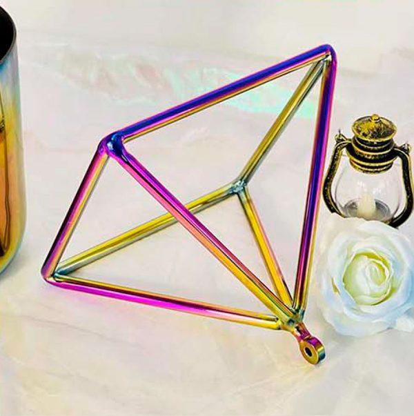 Rainbow Aura Crystal Singing Pyramids - 10cm (4") - Image 2